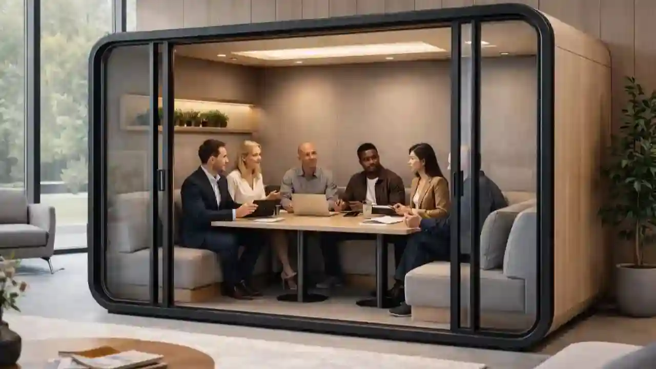 Soundproof Office Pods, Office Pod Enclosures, acoustic pods, meeting pods