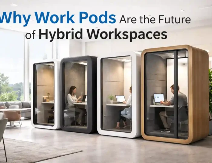 Why Work Pods Are the Future of Hybrid Workspaces 2 Soundproof Office Pods, Office Pod Enclosures, acoustic pods, meeting pods