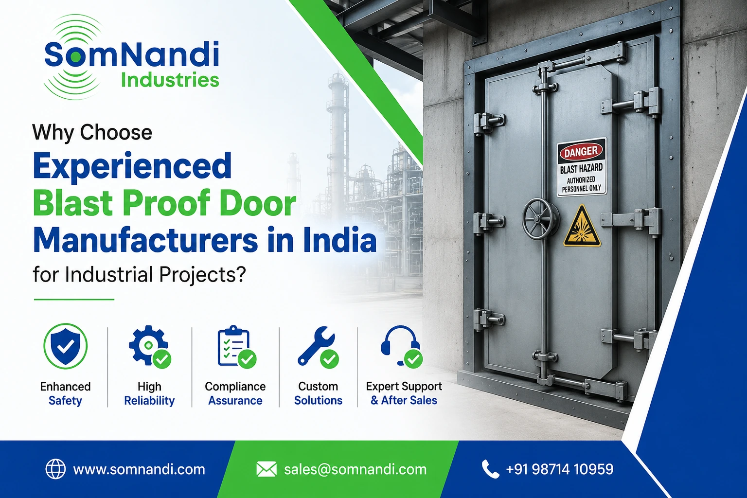 blast proof door manufacturers, blast proof doors India, industrial blast doors, blast resistant door manufacturer, blast door supplier India, SomNandi Industries