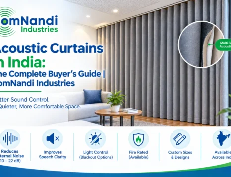 Acoustic Curtains in India: The Complete Buyer's Guide | SomNandi Industries 2 acoustic curtains, soundproof curtains, sound absorbing curtains, noise cancelling curtains, acoustic curtains india, sound blocking curtains, acoustic curtain fabric, noise reducing curtains, industrial acoustic curtains, acoustic curtains for home theater