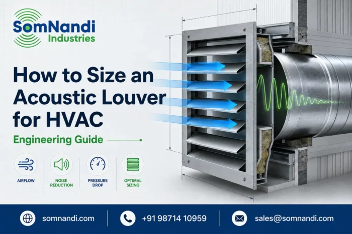 How to Size an Acoustic Louver for HVAC: Engineering Guide 1 acoustic louver, acoustic louver for HVAC, acoustic louver sizing, HVAC acoustic louver, acoustic louver pressure drop, acoustic louver free area, acoustic louver insertion loss, acoustic louver calculation, HVAC noise control, airflow calculation, generator room ventilation, industrial acoustics, noise reduction, mechanical ventilation, acoustic engineering