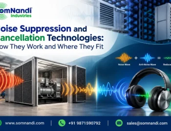 noise suppression technology, noise cancellation technology, active noise cancellation, passive noise suppression, acoustic noise control systems, sound dampening technology, industrial noise reduction, SomNandi Industries noise solutions